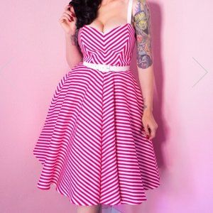 Dollface Dress Pink and White : Vixen by Micheline Pitt